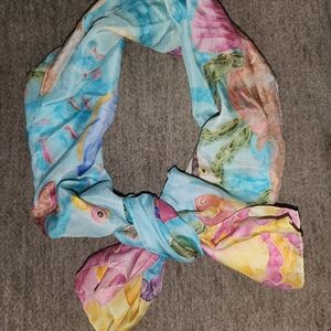 Colorful Silk? Scarf Fish In Blue Seas